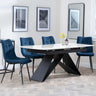 Westin White Ceramic Extending Dining Set - Corona Blue Fabric Dining Chair-6