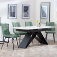 Westin White Ceramic Extending Dining Set - Corona Green Fabric Dining Chair