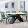Westin White Ceramic Extending Dining Set - Corona Green Fabric Dining Chair