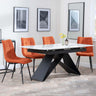 Westin White Ceramic Extending Dining Set - Corona Orange Fabric Dining Chair-3