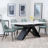 Westin White Ceramic Extending Dining Set - Darwin Green Fabric Dining Chair-5