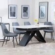 Westin White Ceramic Extending Dining Set - Darwin Grey Fabric Dining Chair