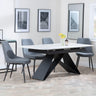 Westin White Ceramic Extending Dining Set - Darwin Grey Fabric Dining Chair