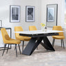 Westin White Ceramic Extending Dining Set - Darwin Yellow Fabric Dining Chair-3