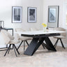 Westin White Ceramic Extending Dining Set - Ion Beige Velvet Fabric Swivel Dining Chair-3