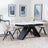 Westin White Ceramic Extending Dining Set - Ion Beige Velvet Fabric Swivel Dining Chair-3