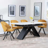 Westin White Ceramic Extending Dining Set - Ion Mustard Velvet Fabric Swivel Dining Chair