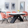 Westin White Ceramic Extending Dining Set - Ion Orange Velvet Fabric Swivel Dining Chair-2