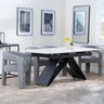 Westin White Ceramic Extending Dining Set - Kiefer Grey Boucle Fabric Dining Chair-2