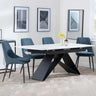 Westin White Ceramic Extending Dining Set - Peyton Blue Fabric Dining Chair