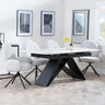 Westin White Ceramic Extending Dining Set - Theo Grey Fabric Swivel Dining Chair