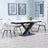 Arctic White Ceramic Swivel Top Extending Dining Set - Ace Beige Fabric Swivel Dining Chair-3