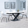 Arctic White Ceramic Swivel Top Extending Dining Set - Ace Beige Fabric Swivel Dining Chair-3