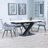 Arctic White Ceramic Swivel Top Extending Dining Set - Ace Grey Fabric Swivel Dining Chair-2