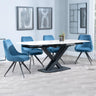 Arctic White Ceramic Swivel Top Extending Dining Set - Arctic Blue Velvet Fabric Swivel Dining Chair
