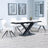 Arctic White Ceramic Swivel Top Extending Dining Set - Arctic Cream Velvet Fabric Swivel Dining Chair-4