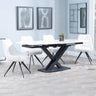 Arctic White Ceramic Swivel Top Extending Dining Set - Arctic Cream Velvet Fabric Swivel Dining Chair-4