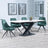 Arctic White Ceramic Swivel Top Extending Dining Set - Arctic Green Velvet Fabric Swivel Dining Chair-2