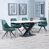 Arctic White Ceramic Swivel Top Extending Dining Set - Arctic Green Velvet Fabric Swivel Dining Chair-2