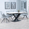 Arctic White Ceramic Swivel Top Extending Dining Set - Arctic Grey Velvet Fabric Swivel Dining Chair-3