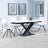 Arctic White Ceramic Swivel Top Extending Dining Set - Boden Cream Fabric Swivel Dining Chair-3