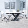 Arctic White Ceramic Swivel Top Extending Dining Set - Boden Cream Fabric Swivel Dining Chair-3