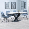 Arctic White Ceramic Swivel Top Extending Dining Set - Boden Dark Grey Fabric Swivel Dining Chair-2