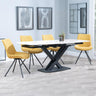 Arctic White Ceramic Swivel Top Extending Dining Set - Boden Yellow Fabric Swivel Dining Chair