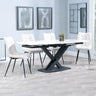 Arctic White Ceramic Swivel Top Extending Dining Set - Corona Beige Fabric Dining Chair-4