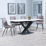 Arctic White Ceramic Swivel Top Extending Dining Set - Corona Camel Fabric Dining Chair-5