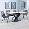 Arctic White Ceramic Swivel Top Extending Dining Set - Corona Grey Fabric Dining Chair-9