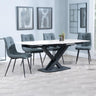 Arctic White Ceramic Swivel Top Extending Dining Set - Corona Light Grey Fabric Dining Chair-7
