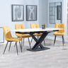 Arctic White Ceramic Swivel Top Extending Dining Set - Corona Yellow Fabric Dining Chair-2