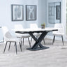 Arctic White Ceramic Swivel Top Extending Dining Set - Darwin Cream Fabric Dining Chair-2