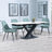 Arctic White Ceramic Swivel Top Extending Dining Set - Darwin Green Fabric Dining Chair-5