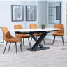 Arctic White Ceramic Swivel Top Extending Dining Set - Darwin Orange Fabric Dining Chair-4