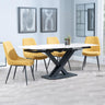 Arctic White Ceramic Swivel Top Extending Dining Set - Darwin Yellow Fabric Dining Chair-3