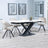Arctic White Ceramic Swivel Top Extending Dining Set - Ion Beige Velvet Fabric Swivel Dining Chair-3
