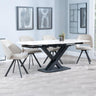 Arctic White Ceramic Swivel Top Extending Dining Set - Ion Beige Velvet Fabric Swivel Dining Chair-3