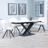 Arctic White Ceramic Swivel Top Extending Dining Set - Ion Cream Boucle Teddy Fabric Swivel Dining Chair-5