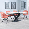 Arctic White Ceramic Swivel Top Extending Dining Set - Ion Orange Velvet Fabric Swivel Dining Chair-2