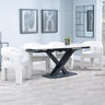 Arctic White Ceramic Swivel Top Extending Dining Set - Kiefer Cream Boucle Fabric Dining Chair