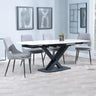 Arctic White Ceramic Swivel Top Extending Dining Set - Peyton Grey Fabric Dining Chair-3