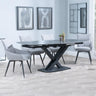 Arctic Black Ceramic Swivel Top Extending Dining Set - Ace Grey Fabric Swivel Dining Chair-2