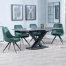 Arctic Black Ceramic Swivel Top Extending Dining Set - Arctic Green Velvet Fabric Swivel Dining Chair-2