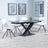 Arctic Black Ceramic Swivel Top Extending Dining Set - Boden Cream Fabric Swivel Dining Chair-3