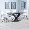 Arctic Black Ceramic Swivel Top Extending Dining Set - Boden Cream Fabric Swivel Dining Chair-3