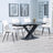 Arctic Black Ceramic Swivel Top Extending Dining Set - Corona Beige Fabric Dining Chair-4