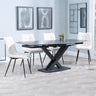 Arctic Black Ceramic Swivel Top Extending Dining Set - Corona Beige Fabric Dining Chair-4