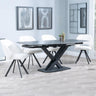 Arctic Black Ceramic Swivel Top Extending Dining Set - Ion Cream Boucle Teddy Fabric Swivel Dining Chair-5